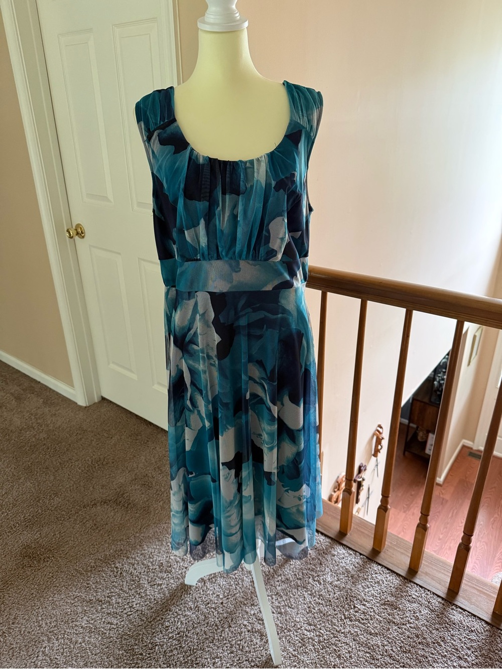 Sleeveless Teal Floral Dress